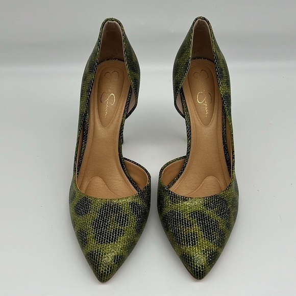 Jessica Simpson Prizma D’Orsay Stiletto Pump Green Animal Print Shimmer 6M - Picture 10 of 13
